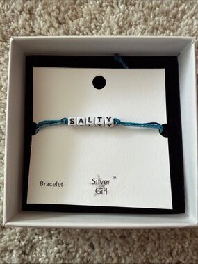 SILVER GIRL ‘SALTY’ Thin Rope Adjustable Bracelet Green/Blue Waxed Rope